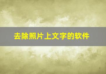 去除照片上文字的软件