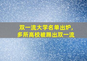 双一流大学名单出炉,多所高校被踢出双一流