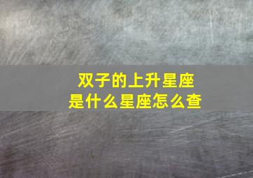 双子的上升星座是什么星座怎么查