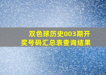 双色球历史003期开奖号码汇总表查询结果