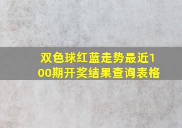 双色球红蓝走势最近100期开奖结果查询表格