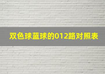 双色球蓝球的012路对照表