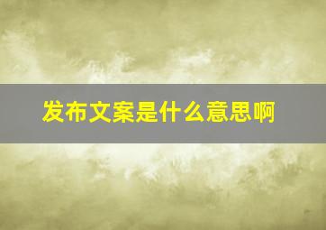 发布文案是什么意思啊