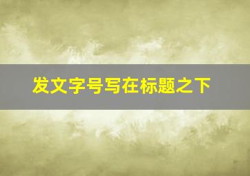 发文字号写在标题之下