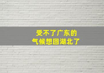 受不了广东的气候想回湖北了