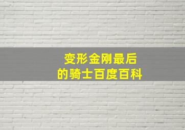 变形金刚最后的骑士百度百科