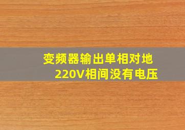 变频器输出单相对地220V相间没有电压