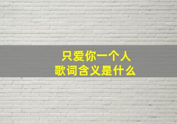 只爱你一个人歌词含义是什么