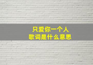 只爱你一个人歌词是什么意思