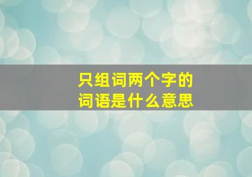 只组词两个字的词语是什么意思