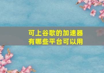 可上谷歌的加速器有哪些平台可以用