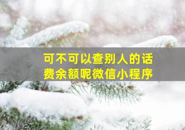 可不可以查别人的话费余额呢微信小程序