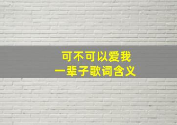 可不可以爱我一辈子歌词含义