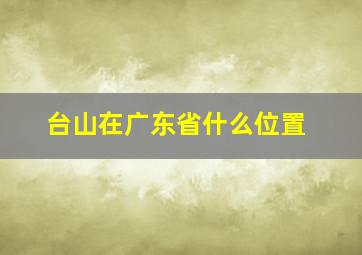 台山在广东省什么位置