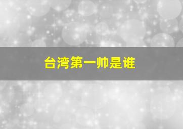 台湾第一帅是谁