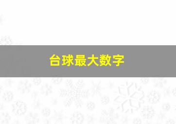 台球最大数字