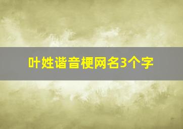 叶姓谐音梗网名3个字