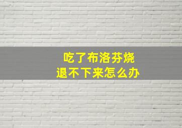 吃了布洛芬烧退不下来怎么办