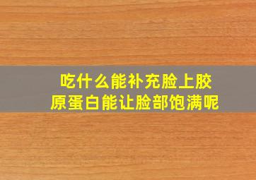 吃什么能补充脸上胶原蛋白能让脸部饱满呢