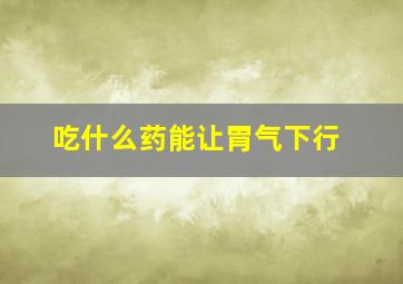 吃什么药能让胃气下行