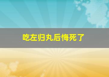 吃左归丸后悔死了