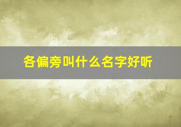 各偏旁叫什么名字好听