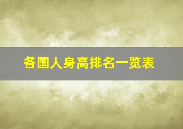 各国人身高排名一览表