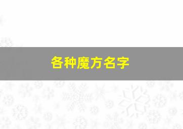 各种魔方名字