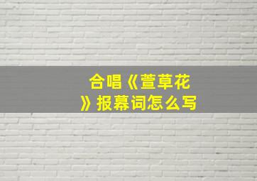 合唱《萱草花》报幕词怎么写