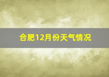 合肥12月份天气情况