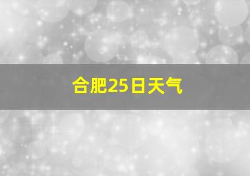 合肥25日天气