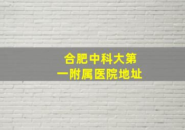 合肥中科大第一附属医院地址