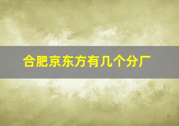 合肥京东方有几个分厂