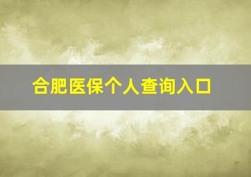 合肥医保个人查询入口