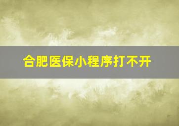 合肥医保小程序打不开