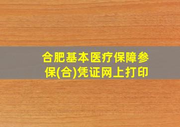 合肥基本医疗保障参保(合)凭证网上打印