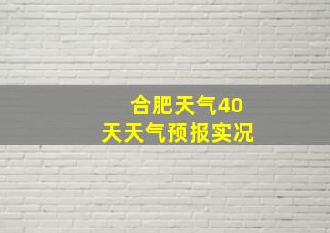 合肥天气40天天气预报实况