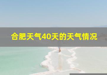 合肥天气40天的天气情况