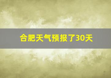 合肥天气预报了30天