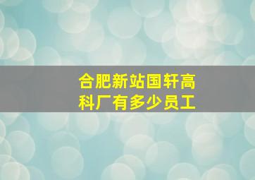 合肥新站国轩高科厂有多少员工