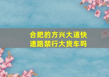 合肥的方兴大道快速路禁行大货车吗