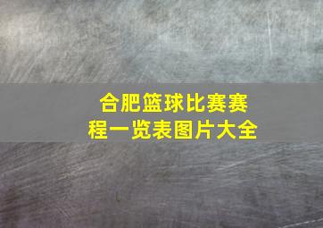 合肥篮球比赛赛程一览表图片大全