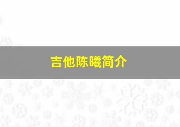 吉他陈曦简介