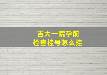 吉大一院孕前检查挂号怎么挂