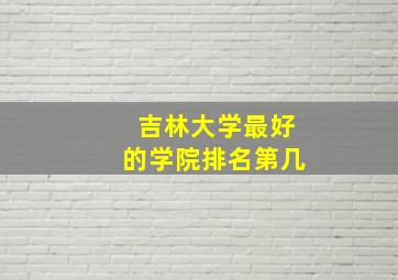 吉林大学最好的学院排名第几