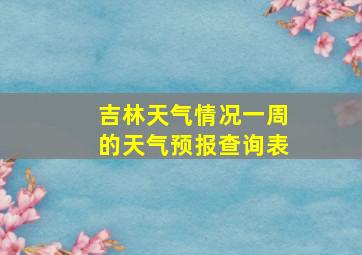 吉林天气情况一周的天气预报查询表