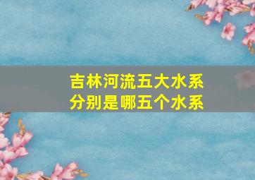 吉林河流五大水系分别是哪五个水系