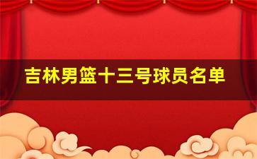 吉林男篮十三号球员名单