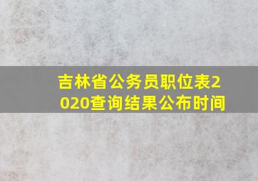 吉林省公务员职位表2020查询结果公布时间