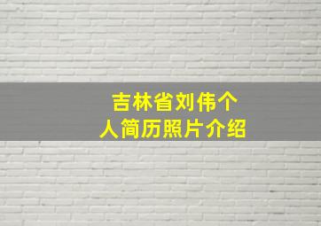 吉林省刘伟个人简历照片介绍